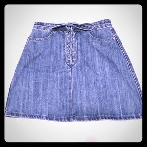Denim lace-up a-line skirt